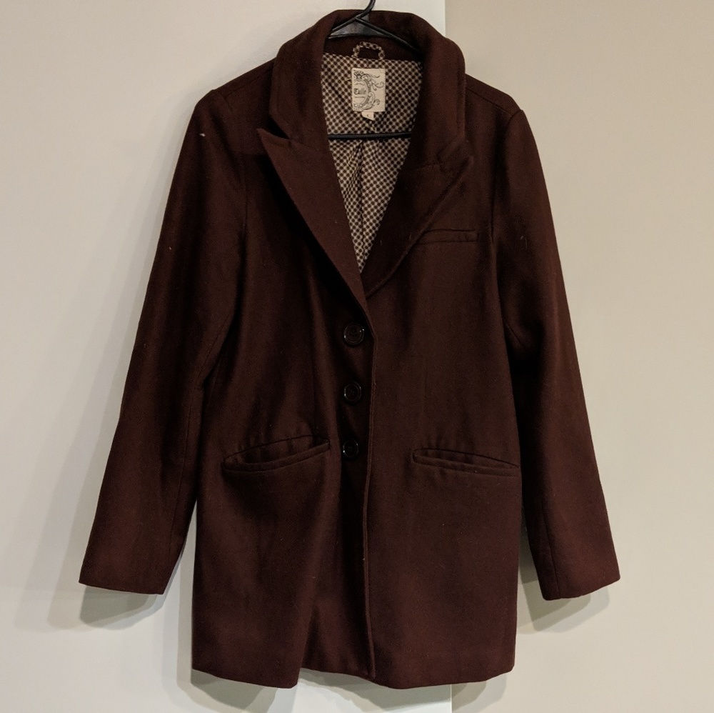 Brown Tulle Pea Coat